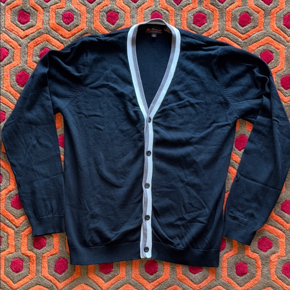 Ben Sherman Black Cardigan Sweater Button-up Men's Medium